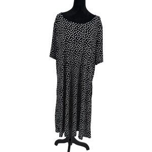 Susan Graver Liquid Knit Dress Womens SIze 3X Stretch Oversize Stretch Polka Dot